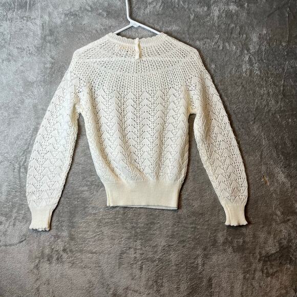 Vintage 80s Style Handmade‎ Knitted Floral Sweater Size Medium Coquette Cottage - Picture 3 of 5